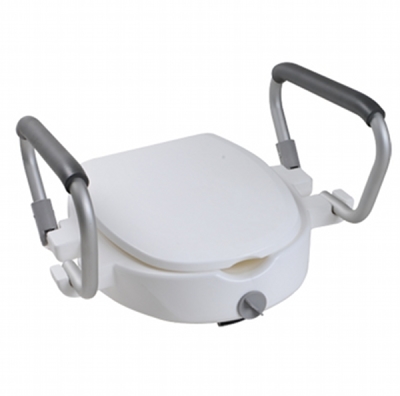 Насадка на унитаз, с крышкой и откидными поручнями