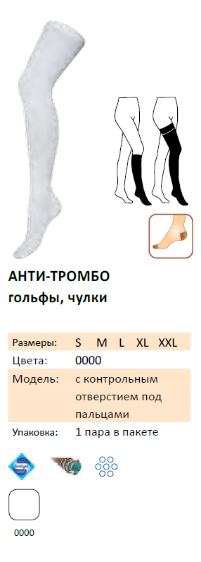 АВИЦЕНУМ АНТИ-ТРОМБО - Бедренные госпитальные чулки (для операций, родов)