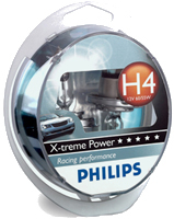 Галогенные автолампы Philips H4 X-treme Vision + 100% (2шт.)