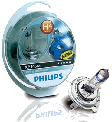 Галогенная мотолампа Philips H4 XP Moto + 80% (1шт.)