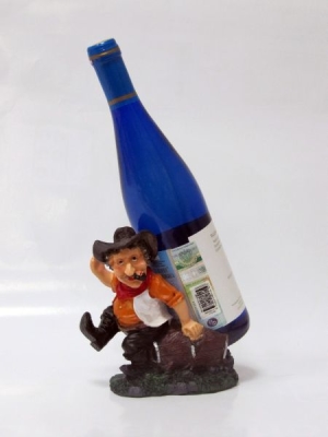 Подставка для бутылки, Ковбой (сидит, синяя жилетка)