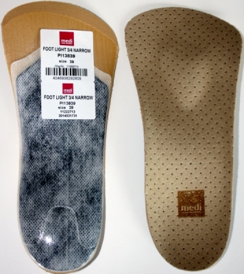 Стелька ортопедическая medi foot light 3/4 narrow, зауженная, перфорированный велюр