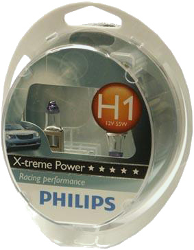 Галогенные автолампы Philips H1 X-treme Vision (2шт.)